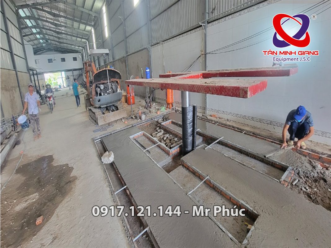 Lắp đặt bàn nâng lắp âm cầu nâng 1 trụ rửa xe SP-04-1